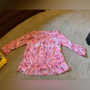 Robert Louis Pink and White Swirl Blouse